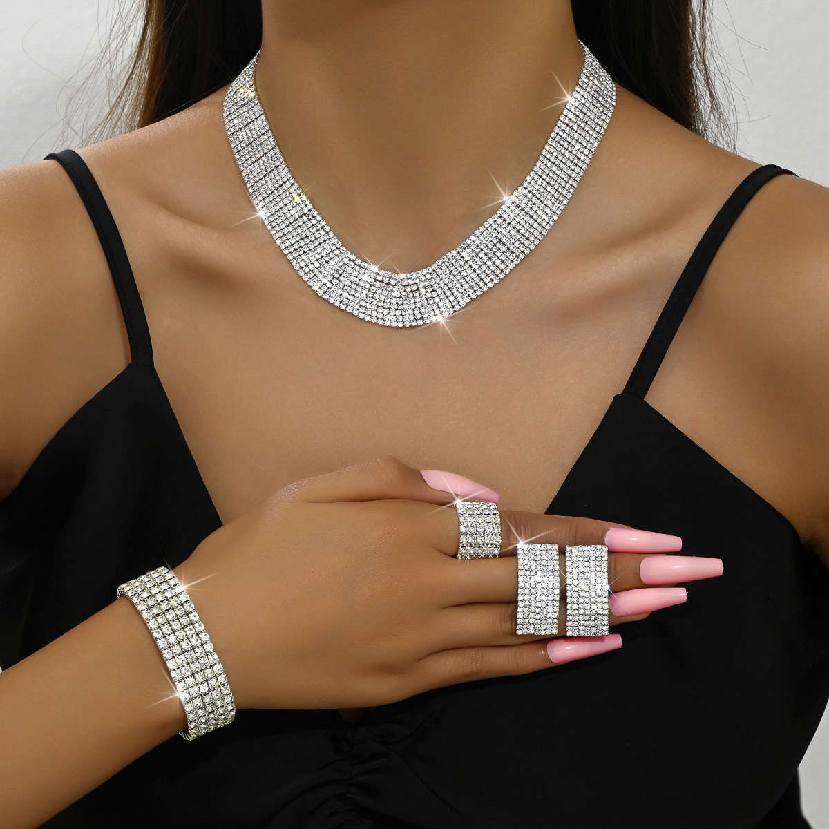 White Necklace + Earrings + Bracelet+ Ring  [+K21.09]