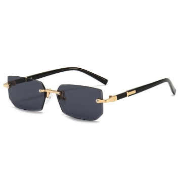 Picture of Rectangle Style Metal-Trimmed Frameless Sunglasses for Men and Women Fashion